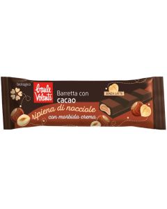 Barretta con cacao e ripieno morbido (42%) alle nocciole 25g BAULE VOLANTE
