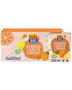 Bevanda a base di Arancia, Carota e Limone 3x200ml  Isola Bio