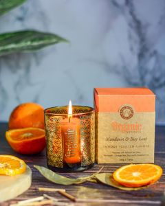 Candela con frammenti Mandarino e Alloro Cera di Soia Organic Goodness