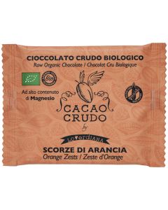 Cioccolato fondente crudo con scorze di arancia 30g Cacao Crudo