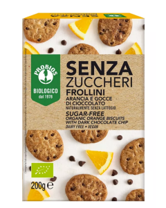 Frollini Arancia gocce di Cioccolato Senza Zuccheri Aggiunti 200g Probios