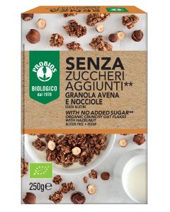 GRANOLA AVENA E NOCCIOLE SENZA ZUCCHERI AGGIUNTI**  250g PROBIOS