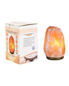 Lampada di Sale Himalaya con Base in Legno