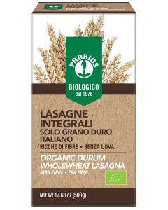 Lasagne Integrali di Semola di Grano Duro Senza Uova 500g Probios