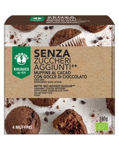 MUFFINS CON GOCCE DI CIOCCOLATO SENZA ZUCCHERI AGGIUNTI** 160g (4x40g) PROBIOS