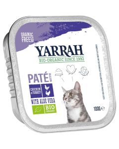 Patè per gatti di pollo e tacchino con aloe vera 100g YARRAH