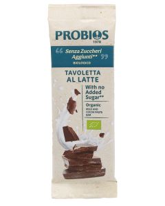 TAVOLETTA DI CIOCCOLATO AL LATTE SENZA ZUCCHERI AGGIUNTI 50g PROBIOS