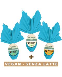 Tris di Uova di Pasqua Vegan senza latte (Bianco + Fondente + Cacao  )